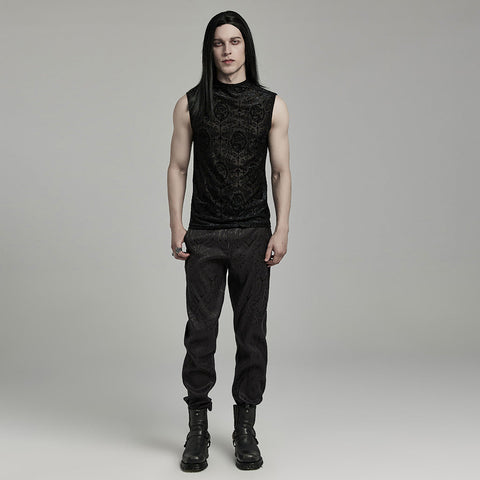 Gothic-Tanktop aus beflocktem Netzstoff