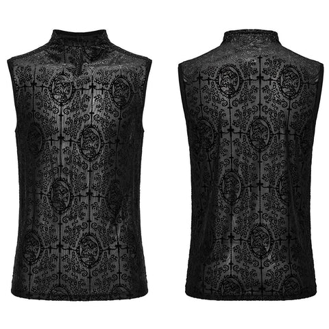 Gothic-Tanktop aus beflocktem Netzstoff