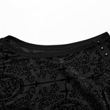 Gothic-Tanktop aus beflocktem Netzstoff
