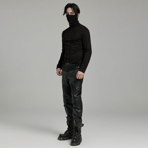 PUNK T-Shirt mit hohem Kragen und Spikes