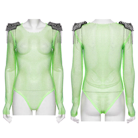 Punk sexy Strass-Mesh-Body