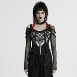 T-Shirt mit Punk-Fledermaus-Totenkopf-Aufdruck