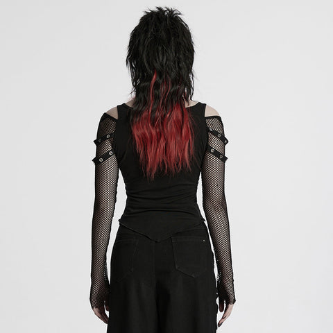 T-Shirt mit Punk-Fledermaus-Totenkopf-Aufdruck