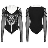 T-Shirt mit Punk-Fledermaus-Totenkopf-Aufdruck
