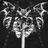 T-Shirt mit Punk-Fledermaus-Totenkopf-Aufdruck