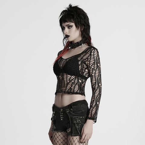 Sexy Punk-Mesh-T-Shirt