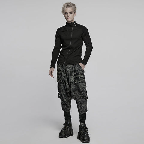 Tailliertes Punk-T-Shirt aus dunklem Denim