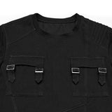 Dunkles Denim-Strick-Punk-T-Shirt