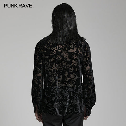 Goth piranha pattern velvet shirt