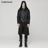 Punk distressed hooded hollow long coat