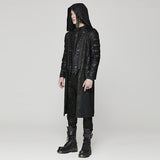Punk distressed hooded hollow long coat
