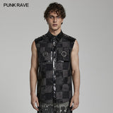 Punk checkerboard sleeveless shirt