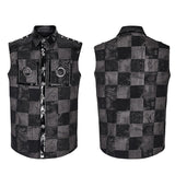 Punk checkerboard sleeveless shirt