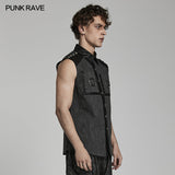 Punk checkerboard sleeveless shirt