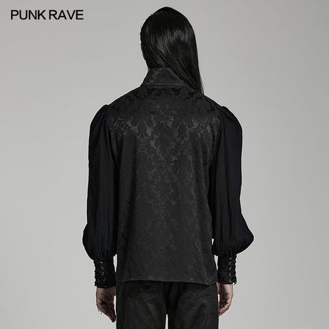 Goth lantern sleeve stand collar shirt