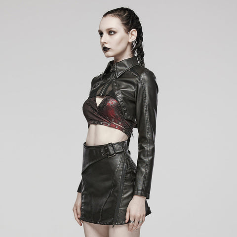 Kurze Lederjacke von Punk Spikes
