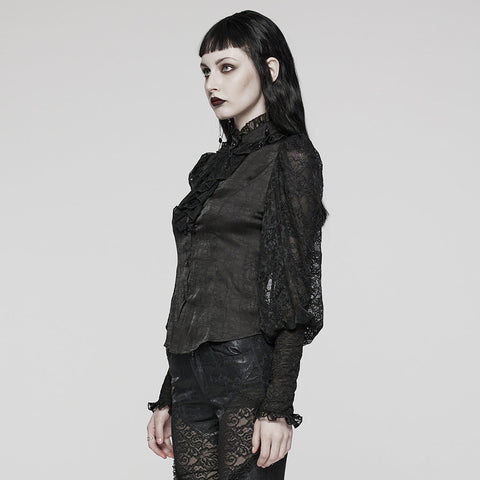 Goth-Spitzenhemd mit Laternenärmeln