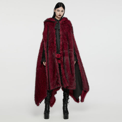 Goth Asymmetrischer Plüschumhang