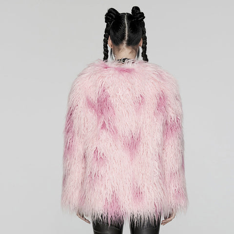 Punk-Kontrast-Kunstpelzjacke