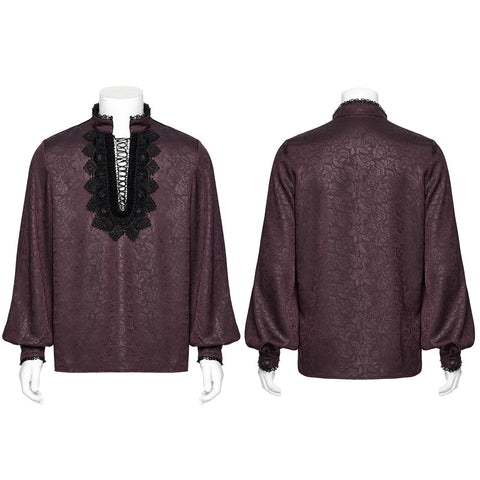 Gothic Stehkragen Dunkelrosa Hemd
