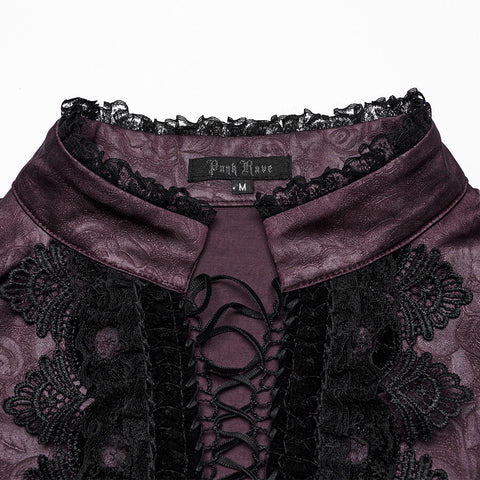Gothic Stehkragen Dunkelrosa Hemd