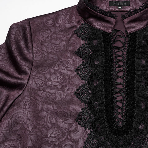 Gothic Stehkragen Dunkelrosa Hemd
