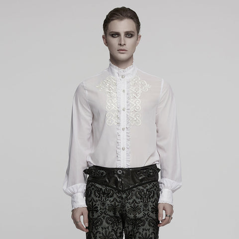 Gothic glänzendes Chiffon-Edelsteinhemd