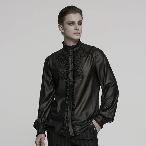 Gothic glänzendes Chiffon-Edelsteinhemd