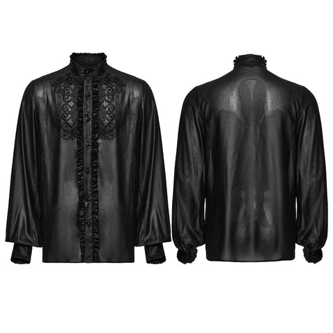 Gothic glänzendes Chiffon-Edelsteinhemd