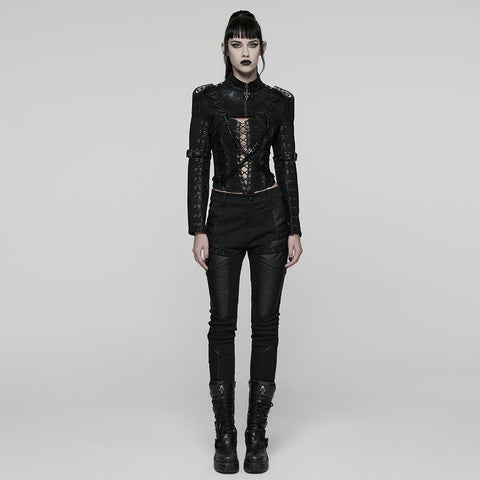 Punk-Metal-Rock-Ultrakurze Jacke für Damen