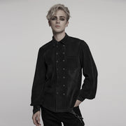Gothic gestreiftes Flockhemd