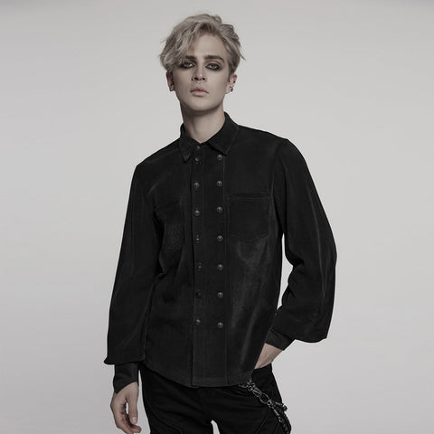 Gothic gestreiftes Flockhemd