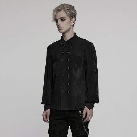 Gothic gestreiftes Flockhemd