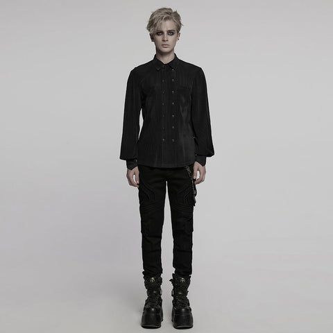 Gothic gestreiftes Flockhemd