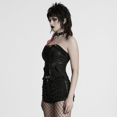 Punk-Tube-Top mit Kordelzug