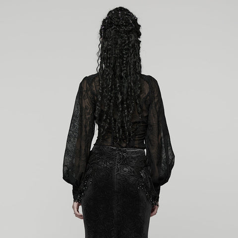 Goth-besticktes Chiffonhemd