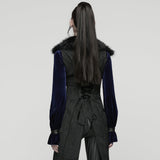 Gothic-Plüschweste mit Schwalbenschwanz-Revers