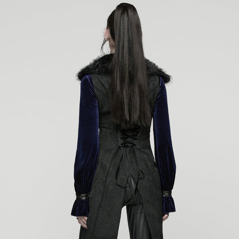 Gothic-Plüschweste mit Schwalbenschwanz-Revers