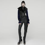 Gothic-Plüschweste mit Schwalbenschwanz-Revers