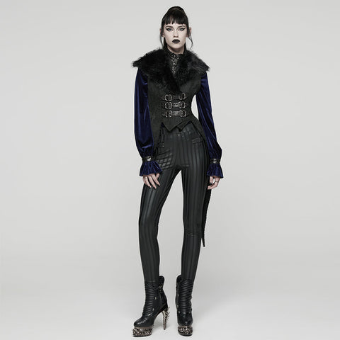 Gothic-Plüschweste mit Schwalbenschwanz-Revers