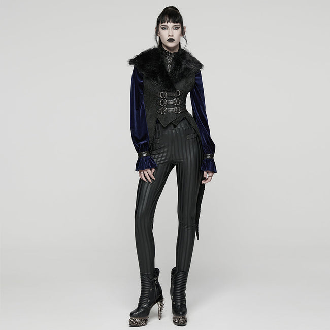 Gothic-Plüschweste mit Schwalbenschwanz-Revers