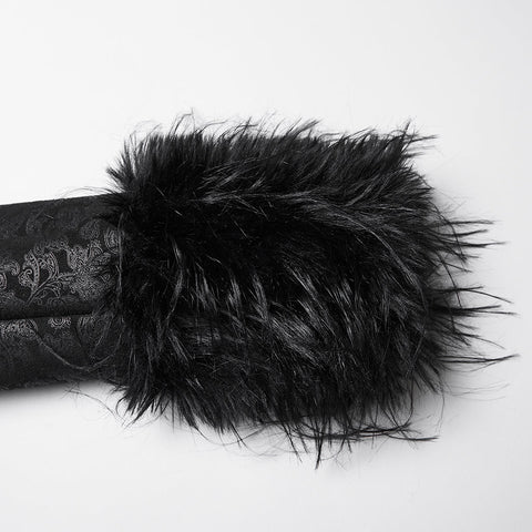 Gothic-Plüschkragenmantel