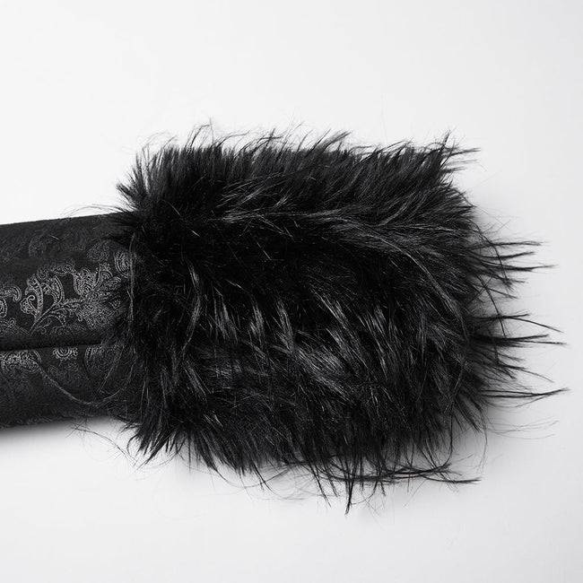 Gothic-Plüschkragenmantel