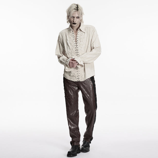 Gothic-Hemd aus Baumwolle und Leinen im Used-Look