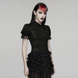 Gothic-Kurzarmhemd mit Spitze