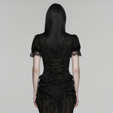 Gothic-Kurzarmhemd mit Spitze