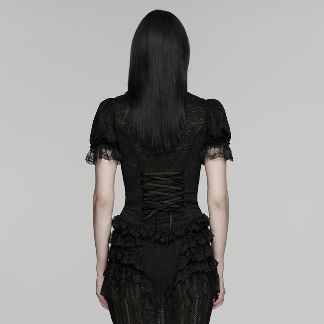 Gothic-Kurzarmhemd mit Spitze
