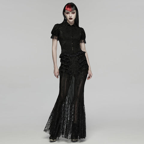 Gothic-Kurzarmhemd mit Spitze