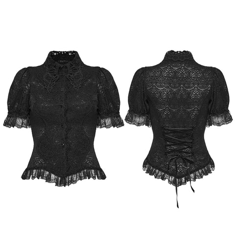 Gothic-Kurzarmhemd mit Spitze
