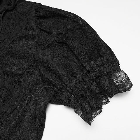 Gothic-Kurzarmhemd mit Spitze